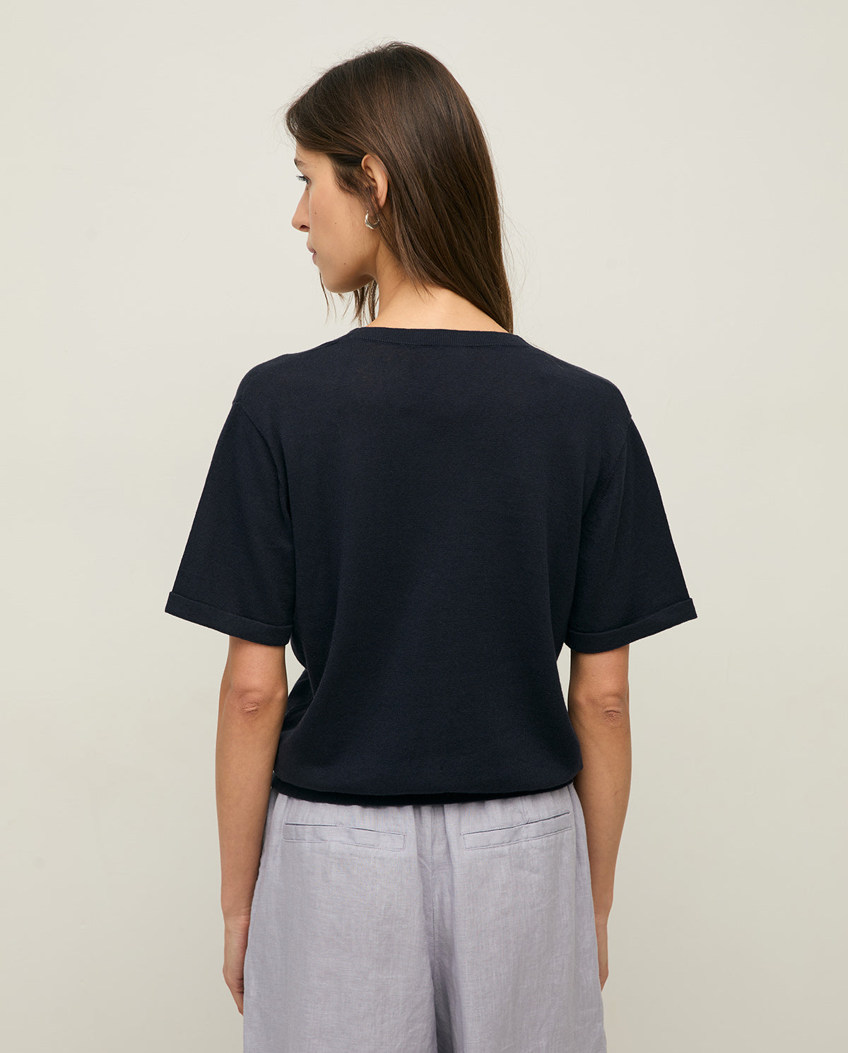 Flax Short Sleeve V-Neck Cardigan