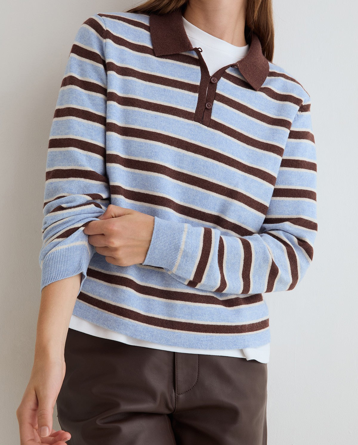 Striped Polo Neck Sweater