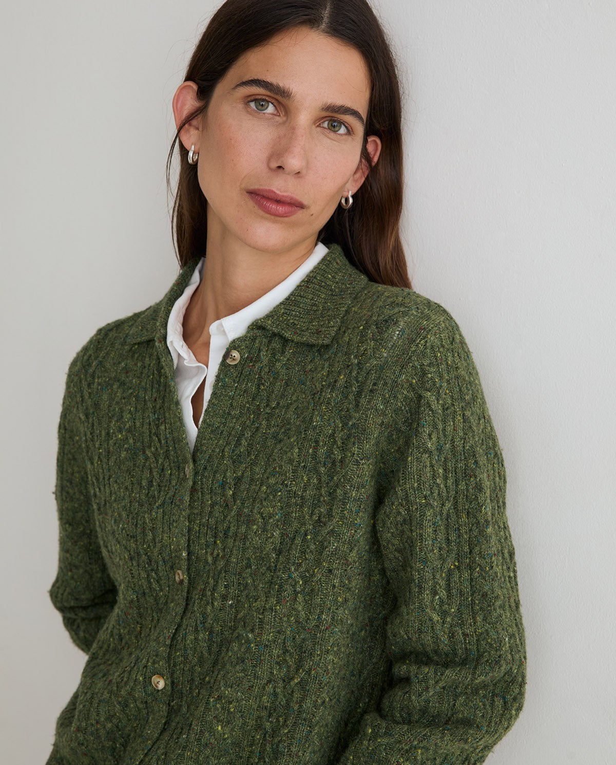 Cable Knit Tweed Cardigan