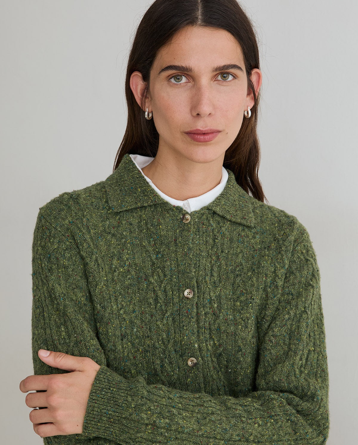 Cable Knit Tweed Cardigan