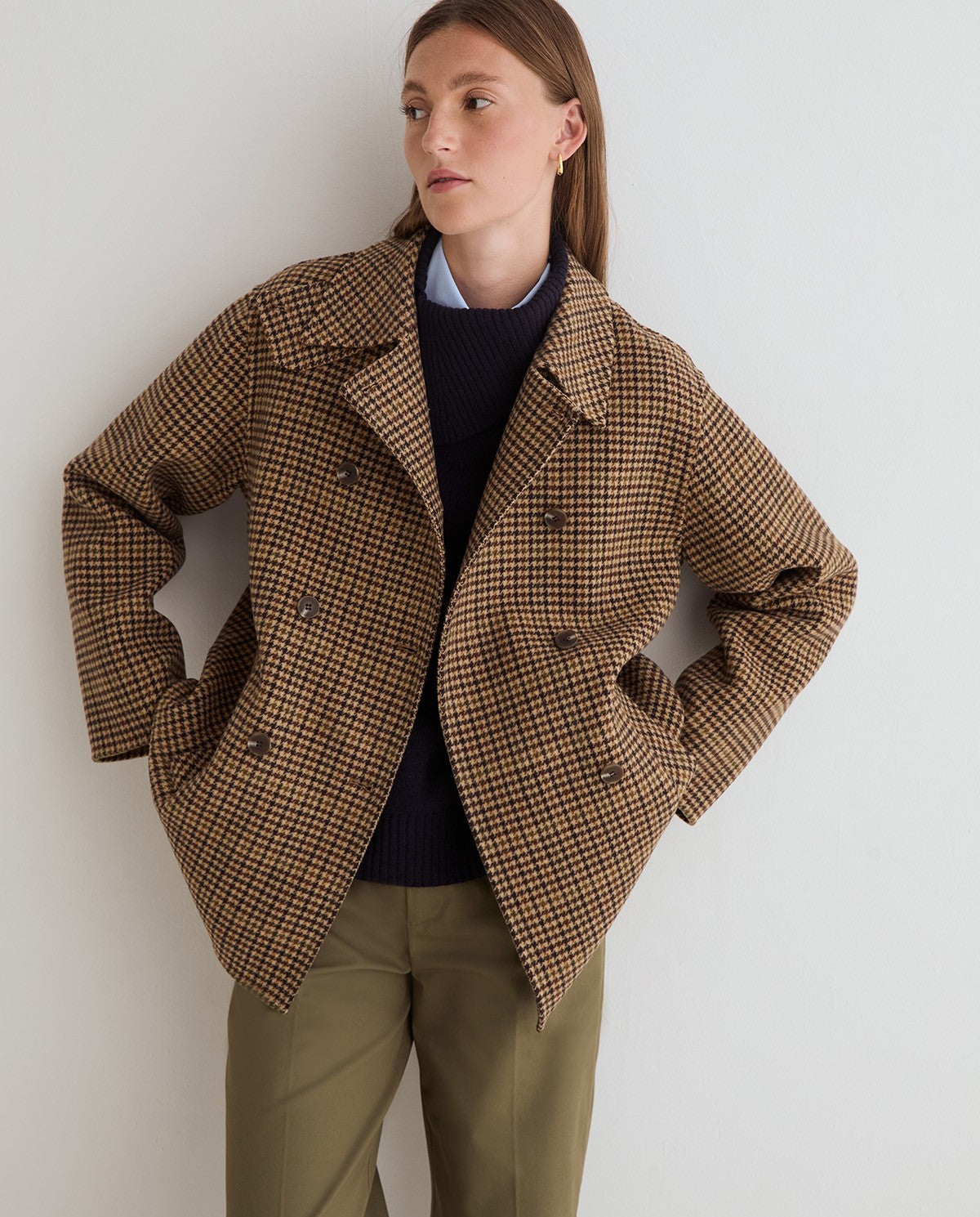 Short Double-Breasted Handmade Coat