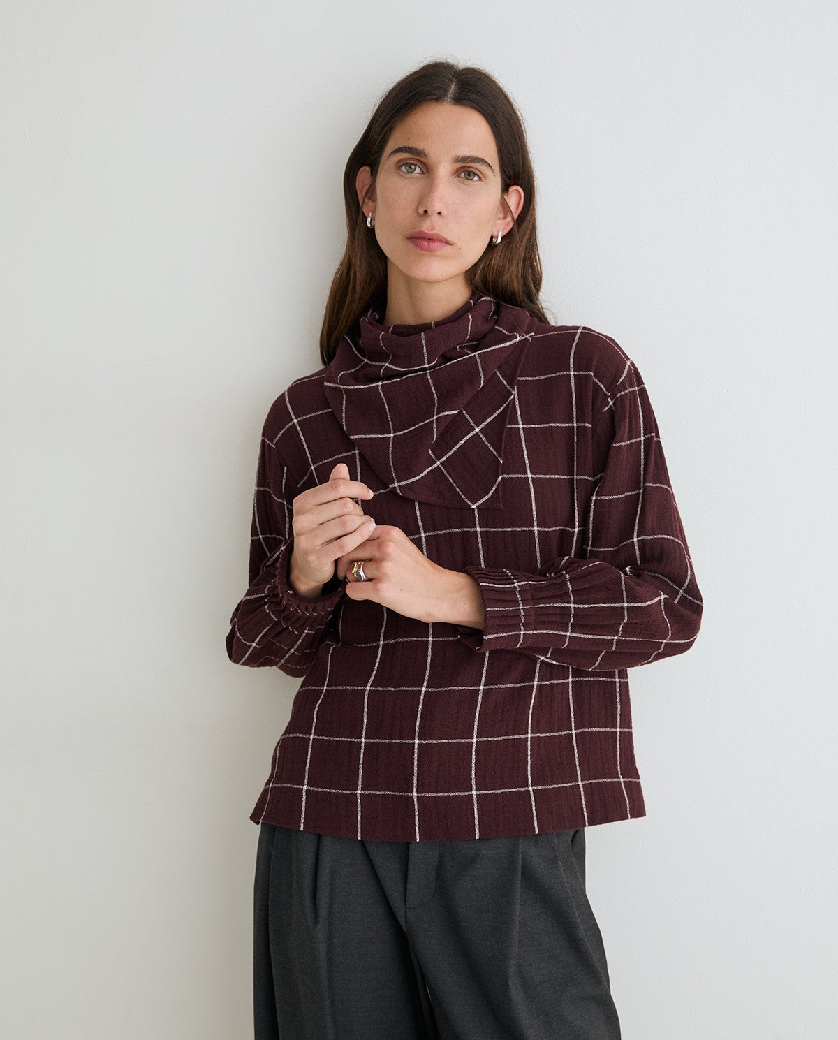 Check Shirt With Scarf