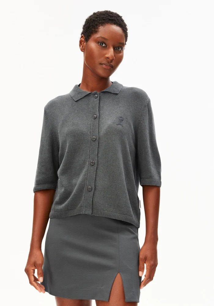 Short Sleeve Linen Blend Cardigan
