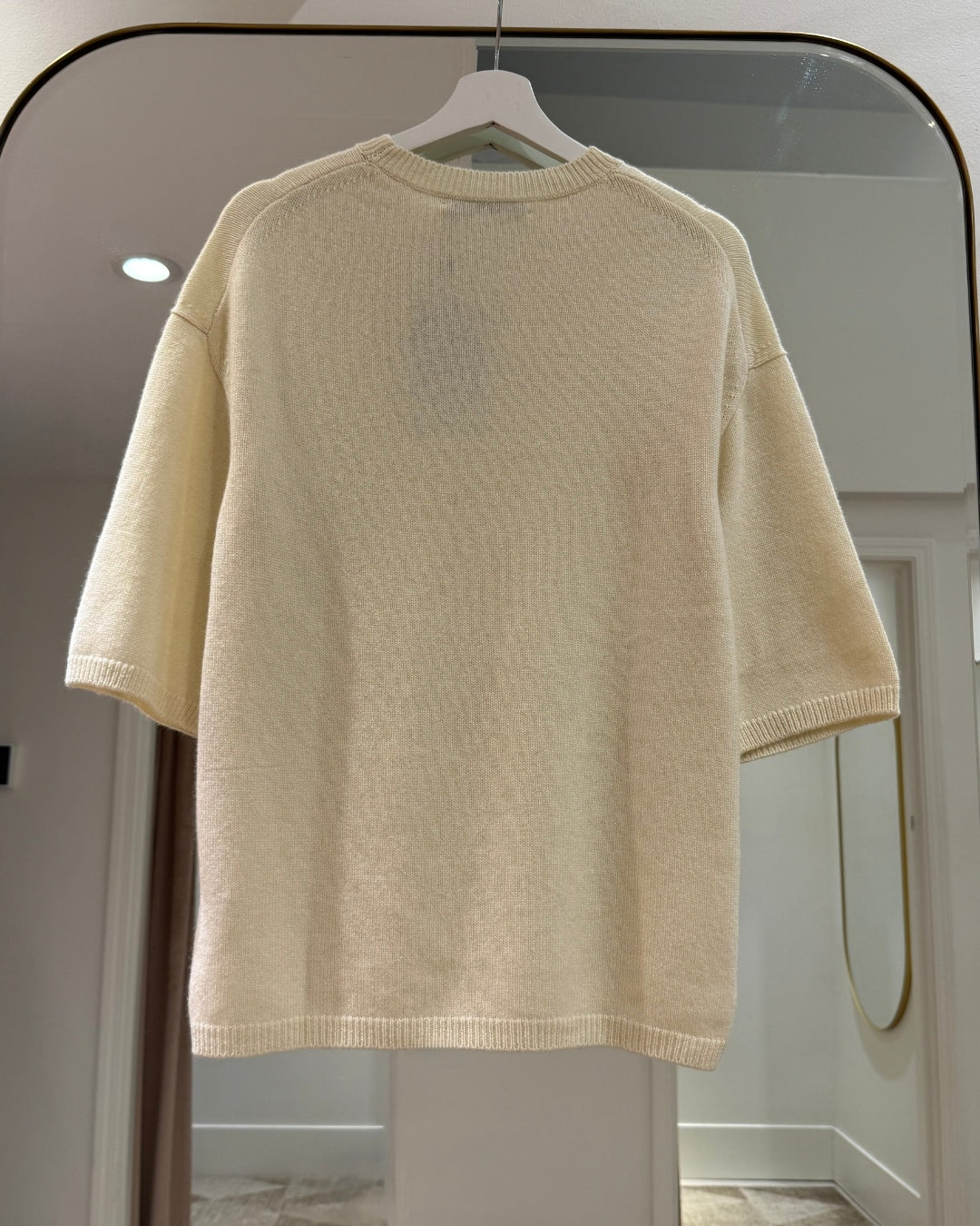 Cashmere Short Sleeve Round Neck-Cream