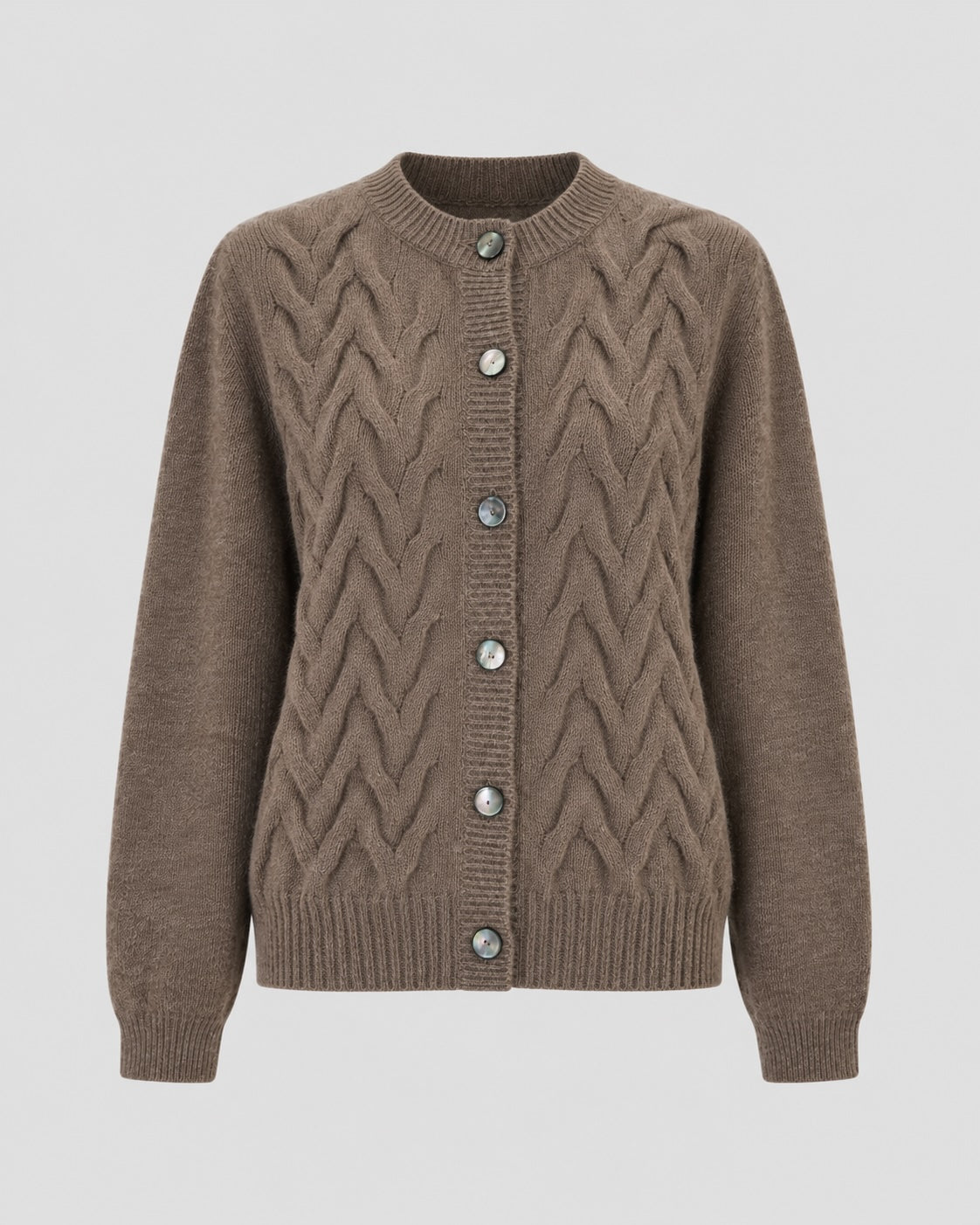 Yak Down Cable Knit Cardigan