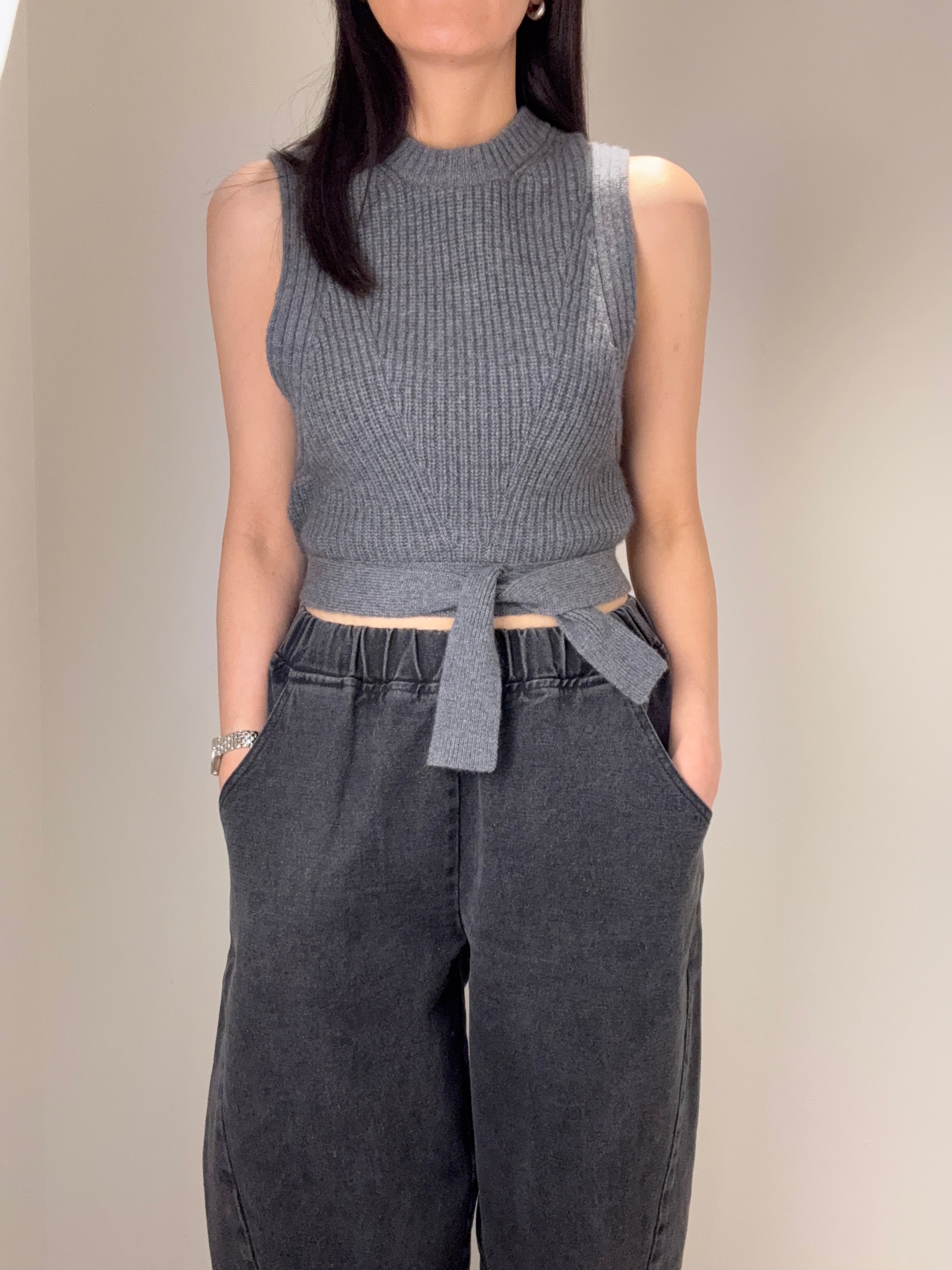 Cashmere Long Belt Vest