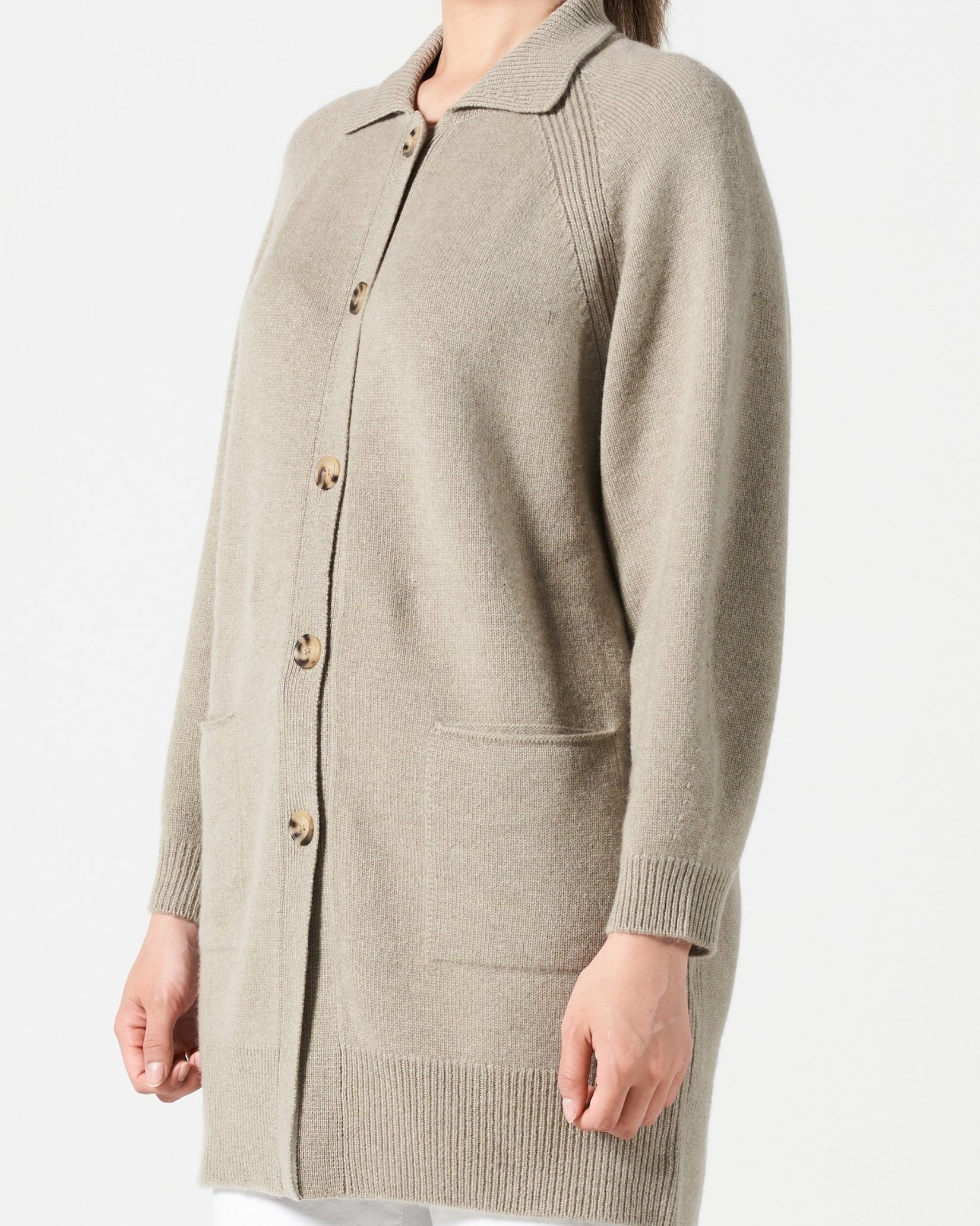Cashmere Long Polo Cardigan