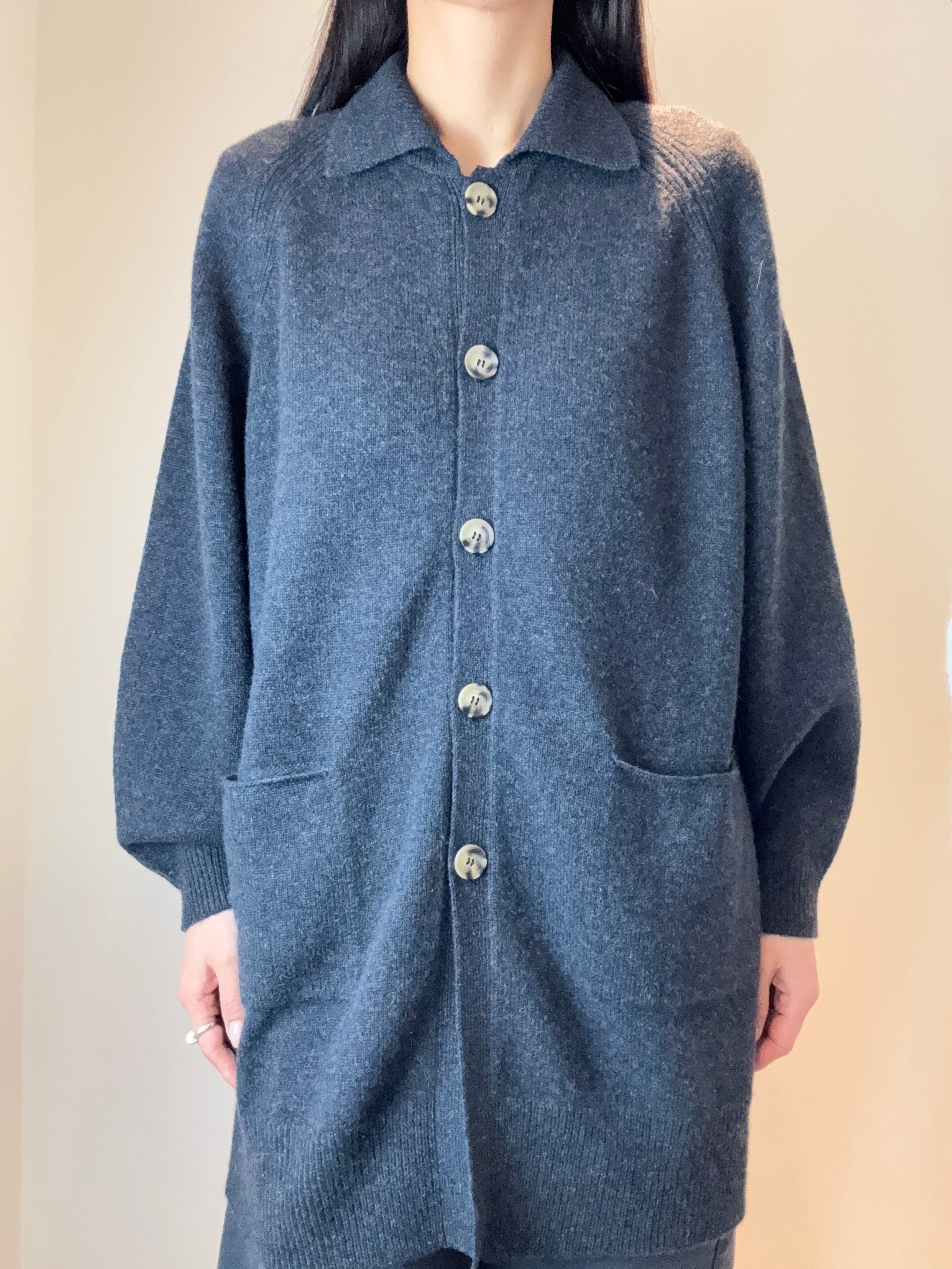 Cashmere Long Polo Cardigan