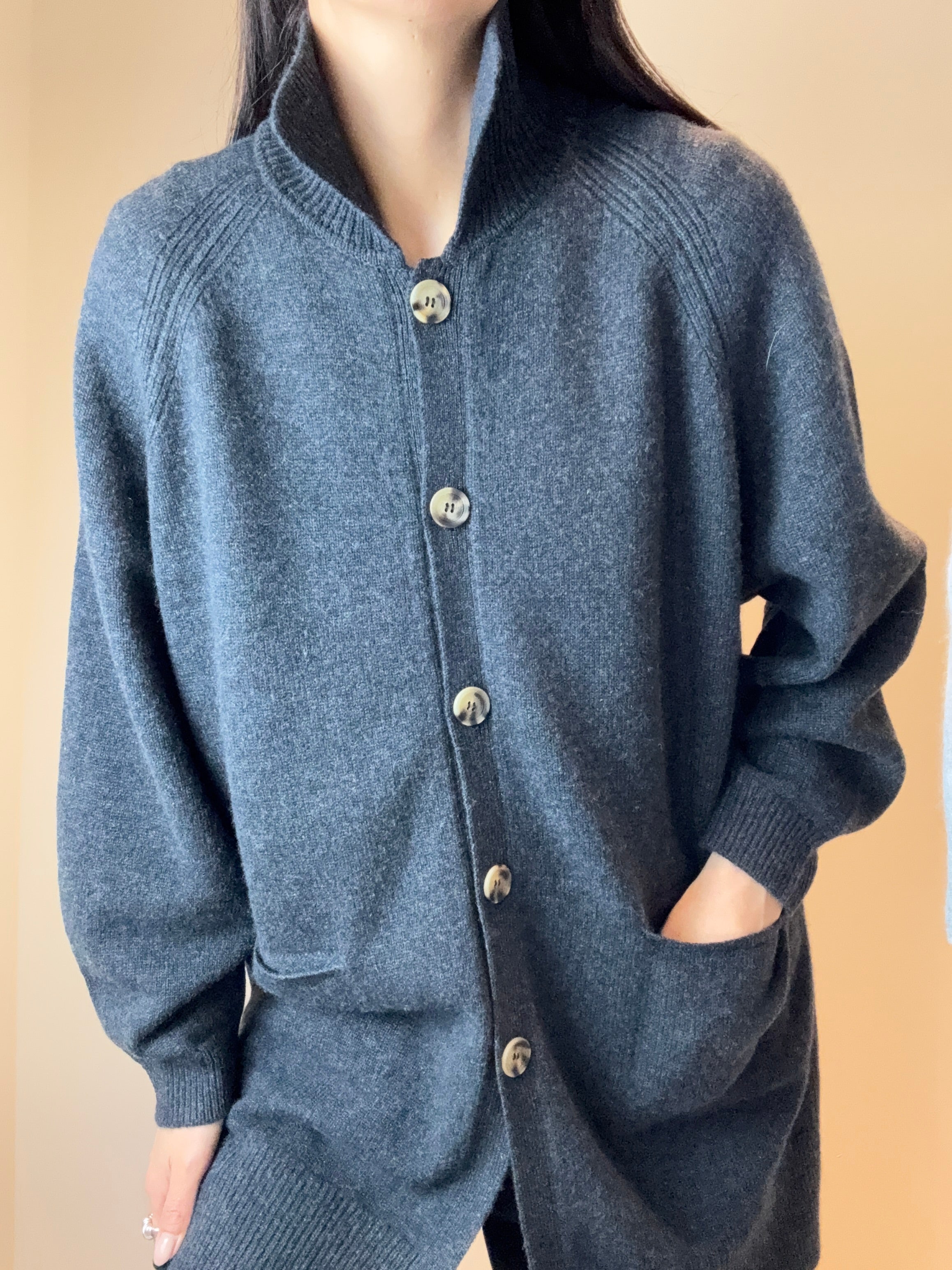 Cashmere Long Polo Cardigan
