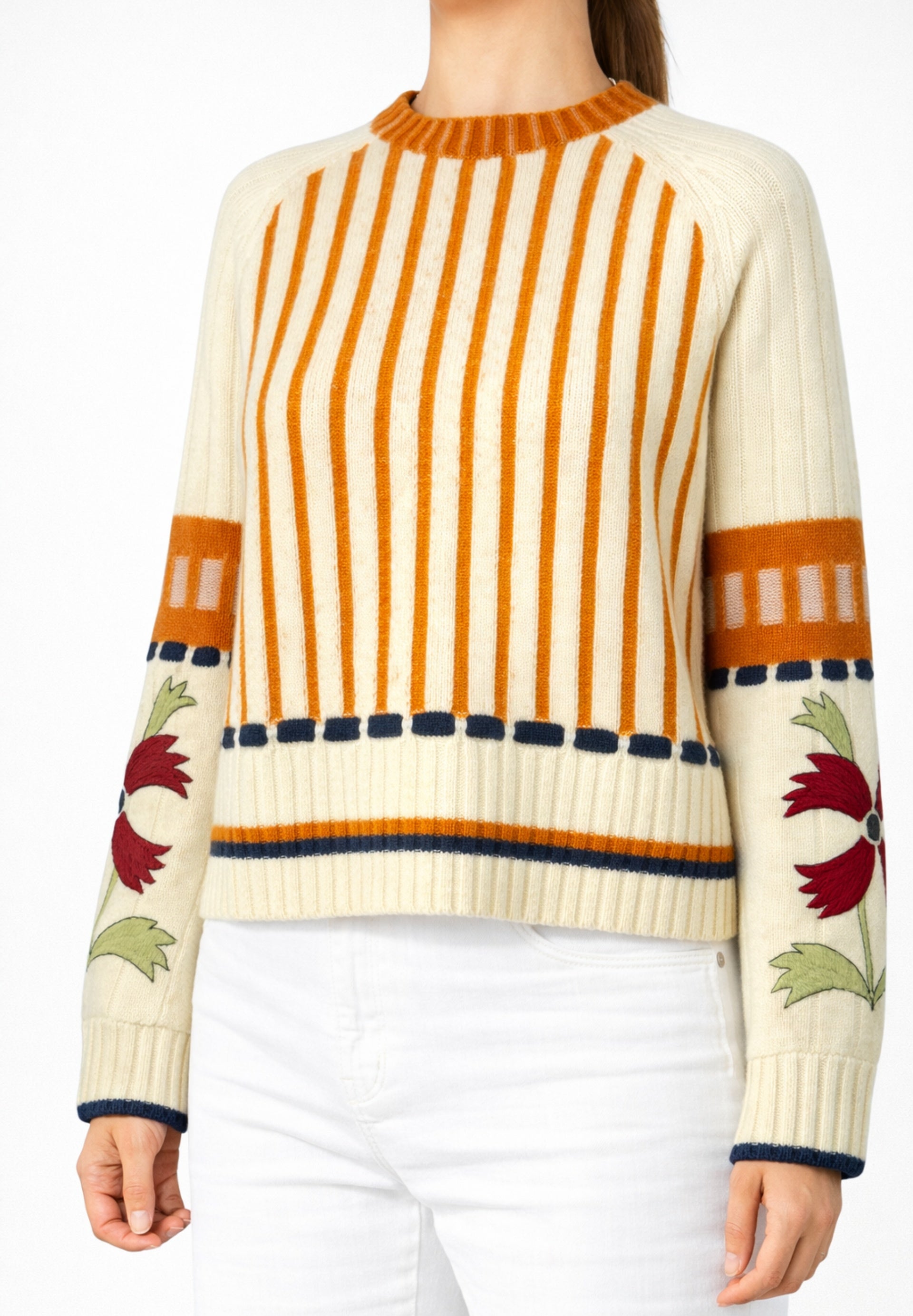 Cashmere Mixed Knit with Hand Embroidery