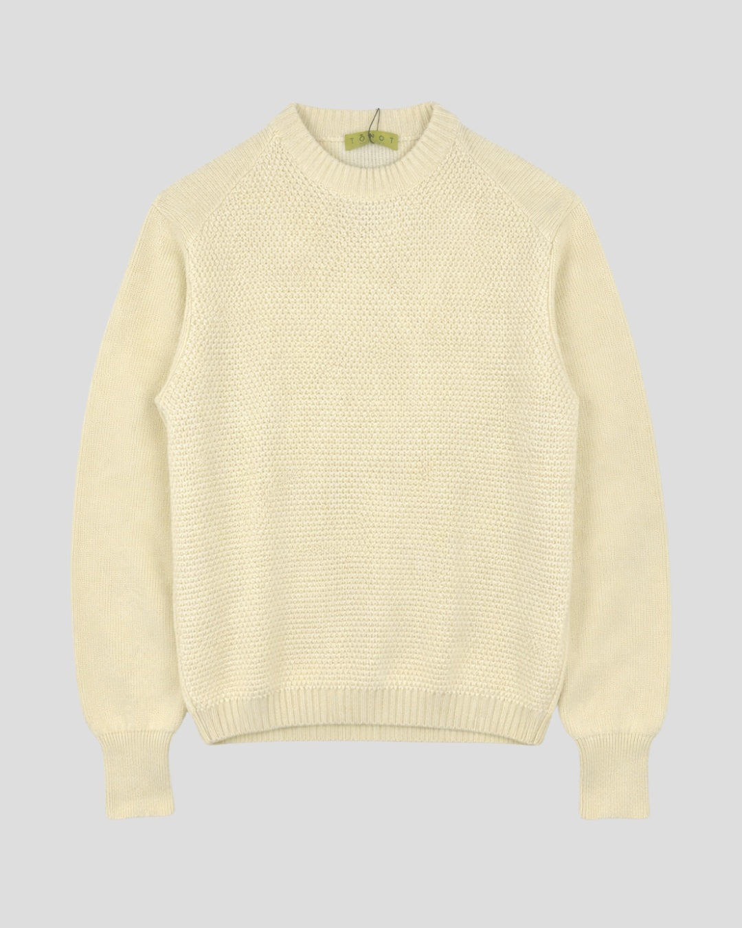 Cashmere Moss Stitch Round Neck-Cream