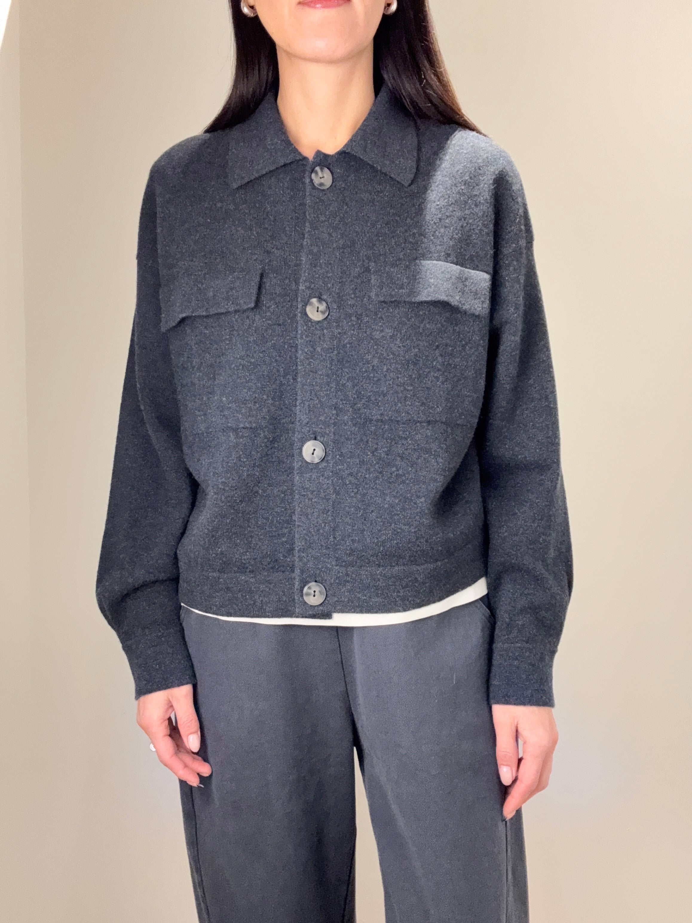 Cashmere Polo Cardigan
