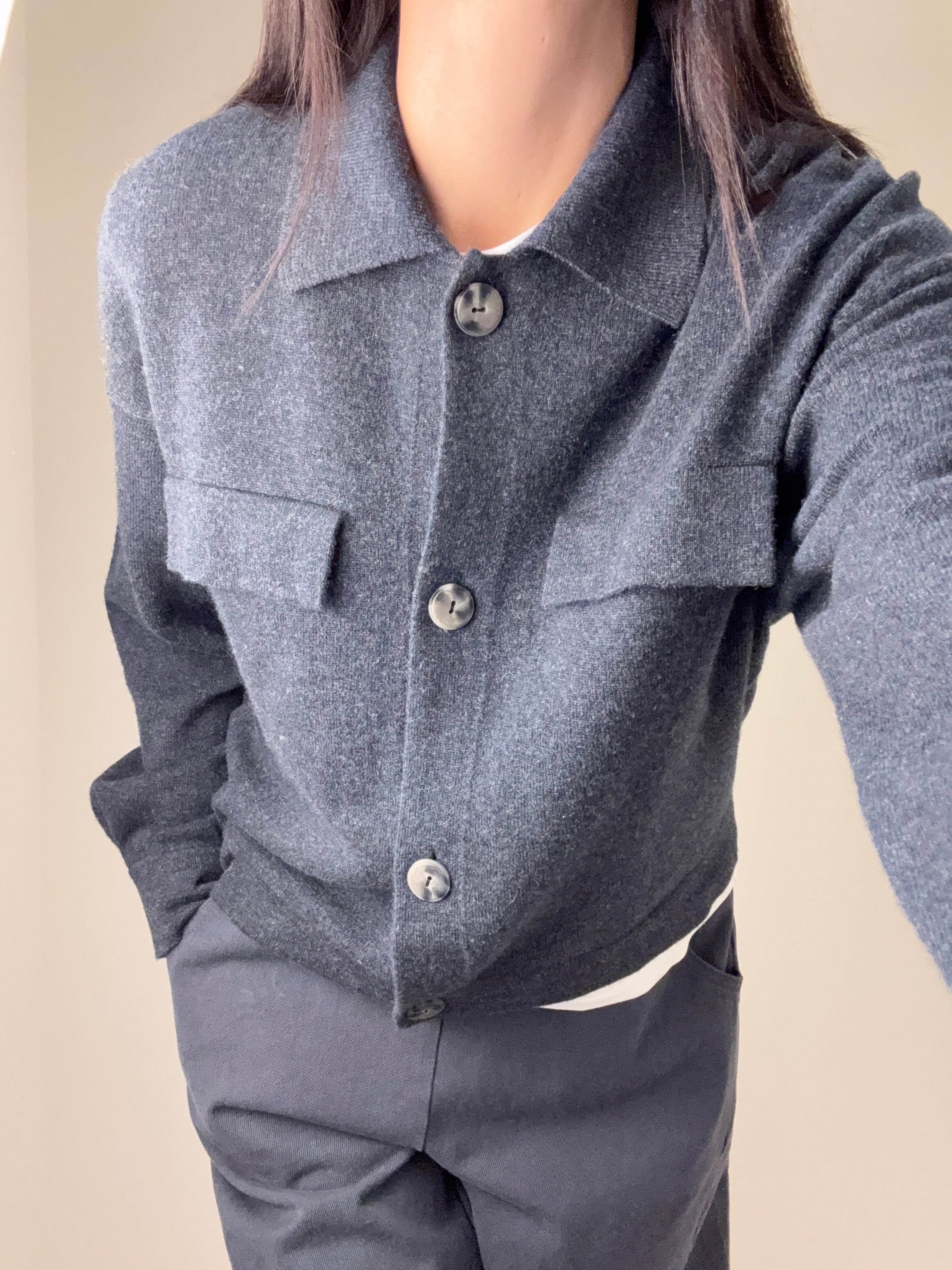 Cashmere Polo Cardigan