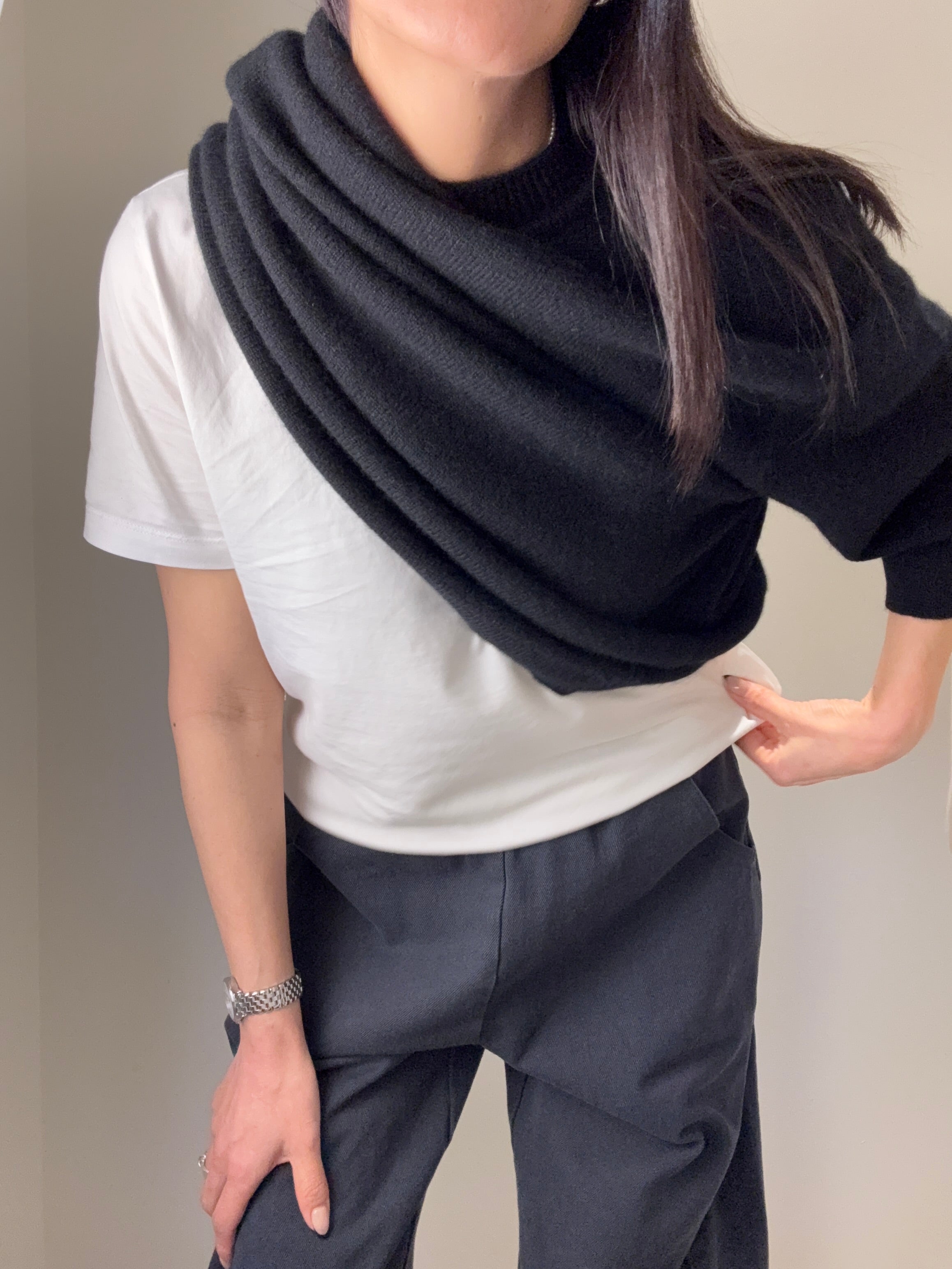 Quarter Sleeve Loose Cashmere Sweater