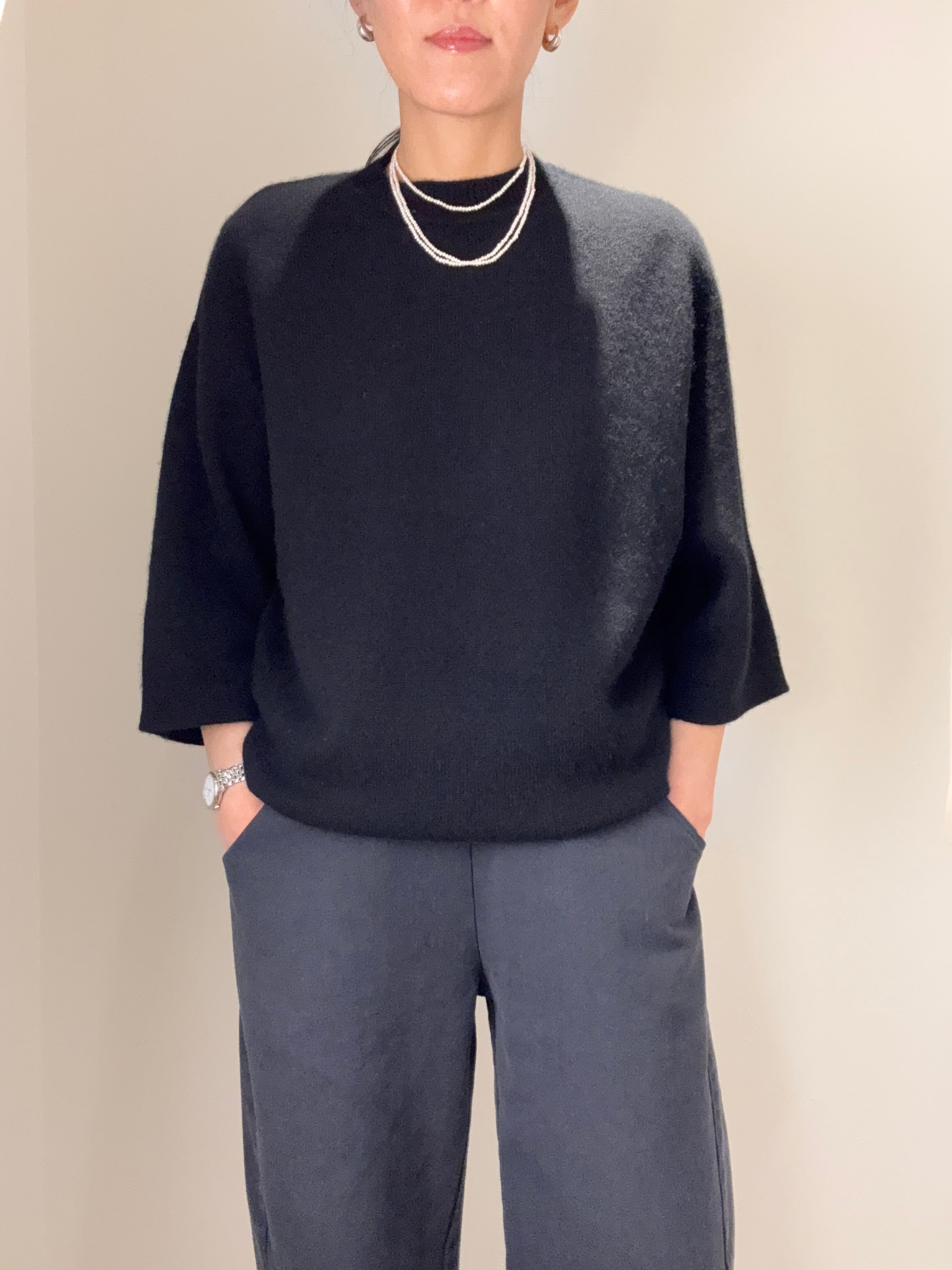 Quarter Sleeve Loose Cashmere Sweater