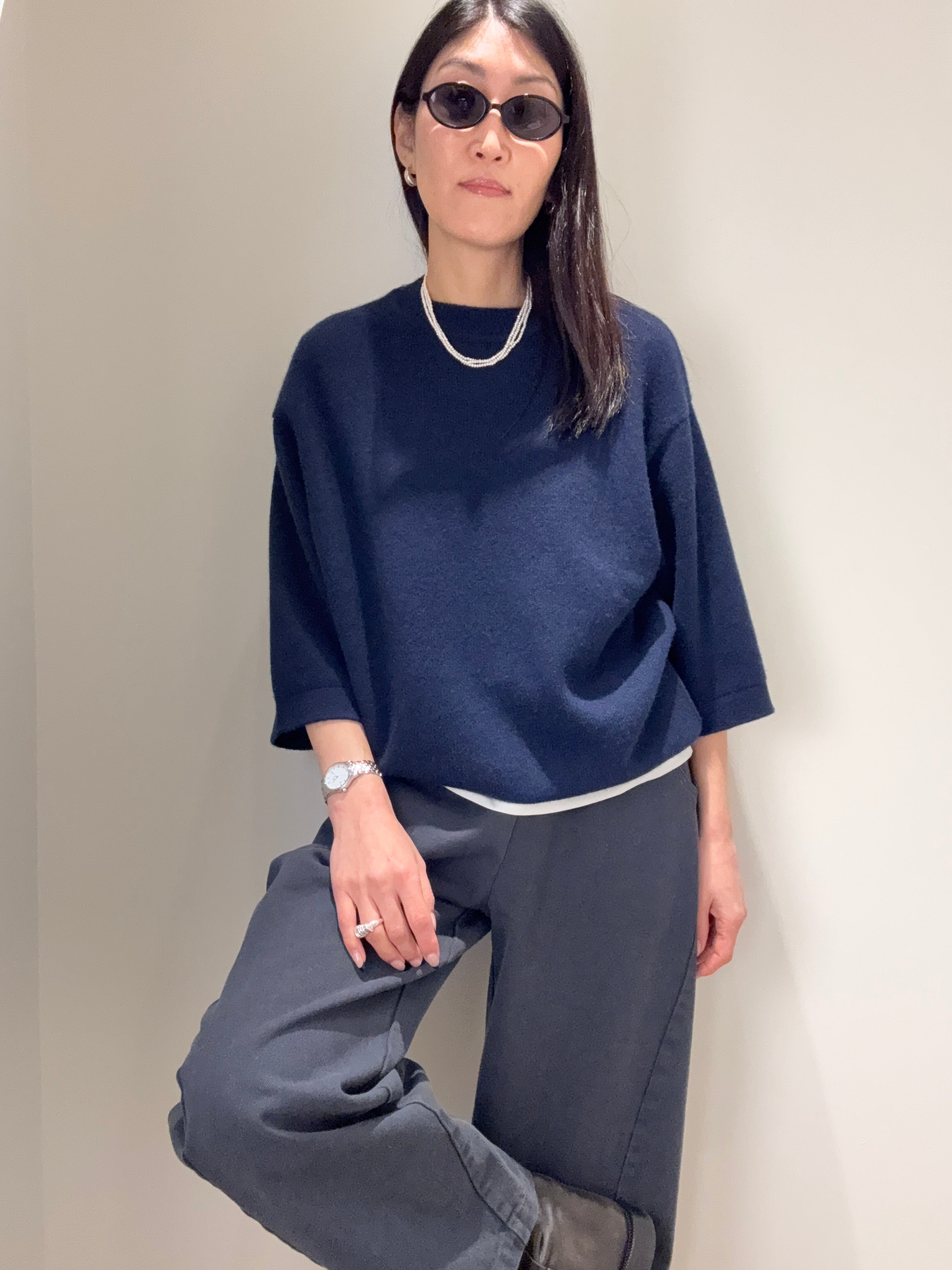 Quarter Sleeve Loose Cashmere Sweater