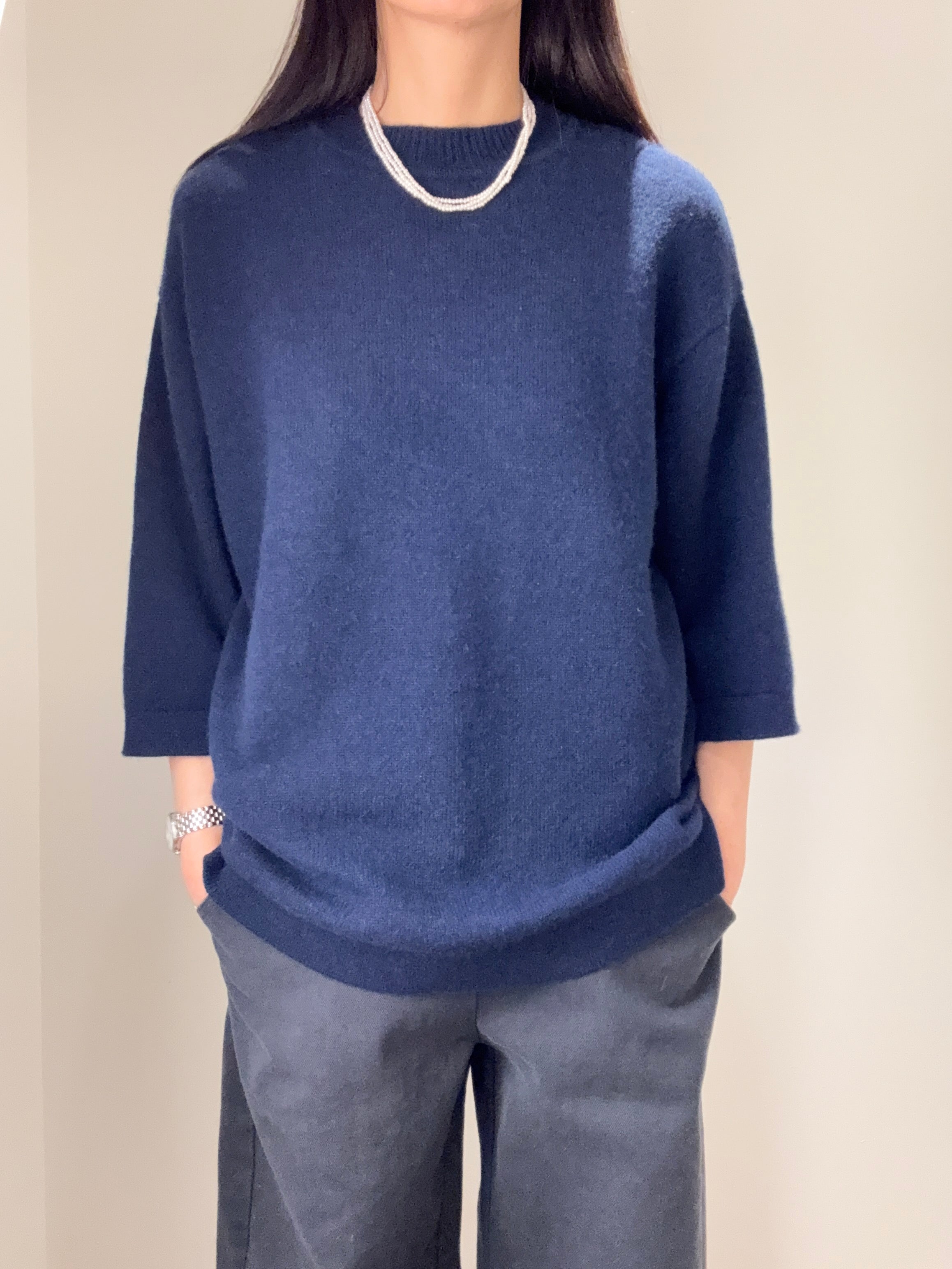 Quarter Sleeve Loose Cashmere Sweater