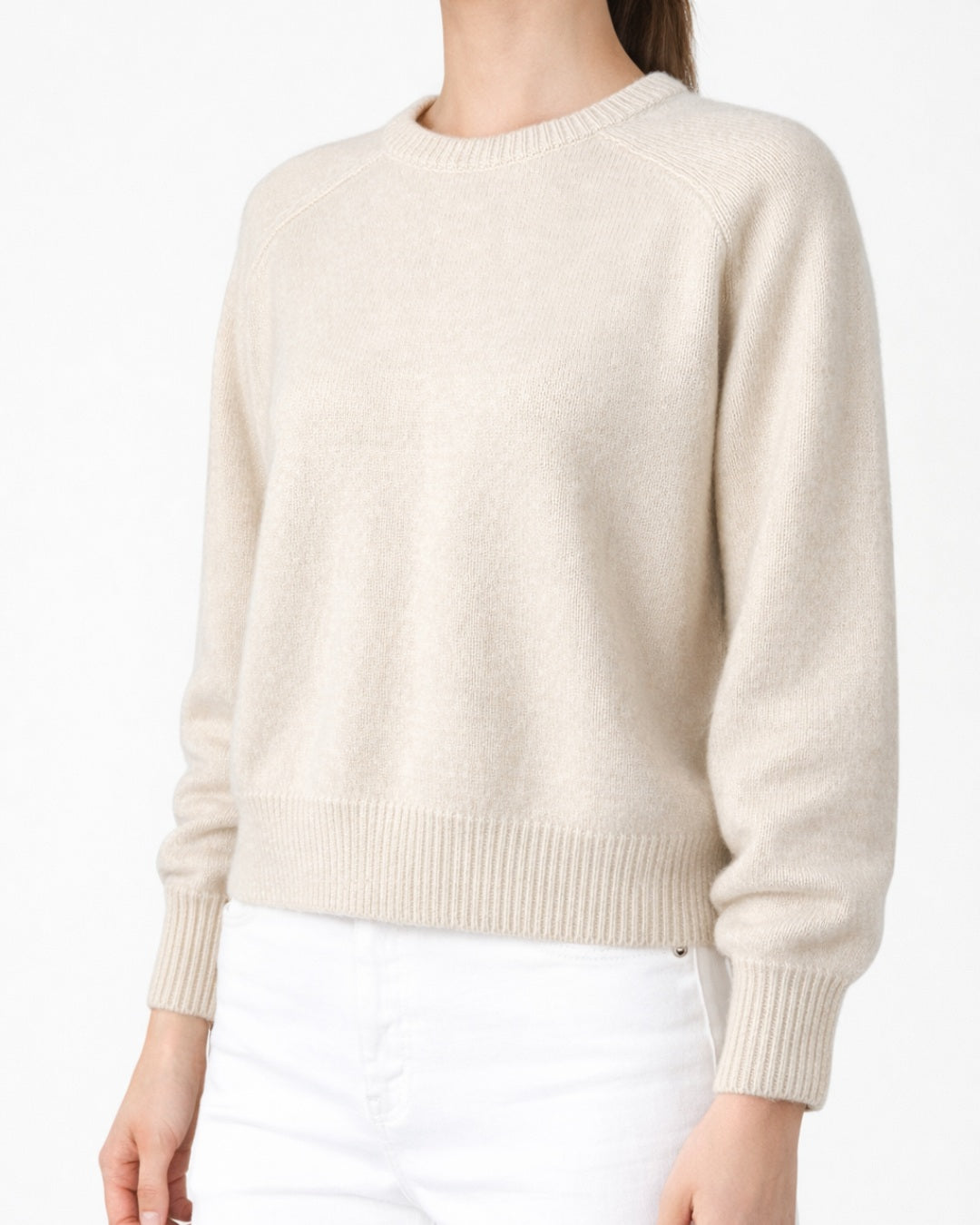 Round Neck Cropped Cashmere Sweater
