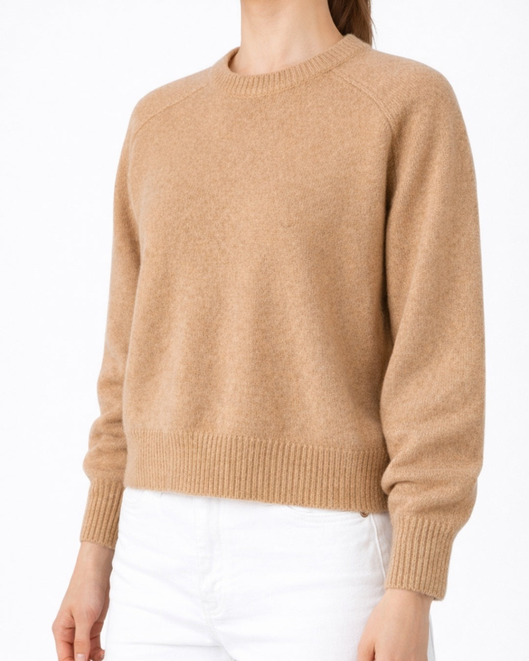 Round Neck Cropped Cashmere Sweater