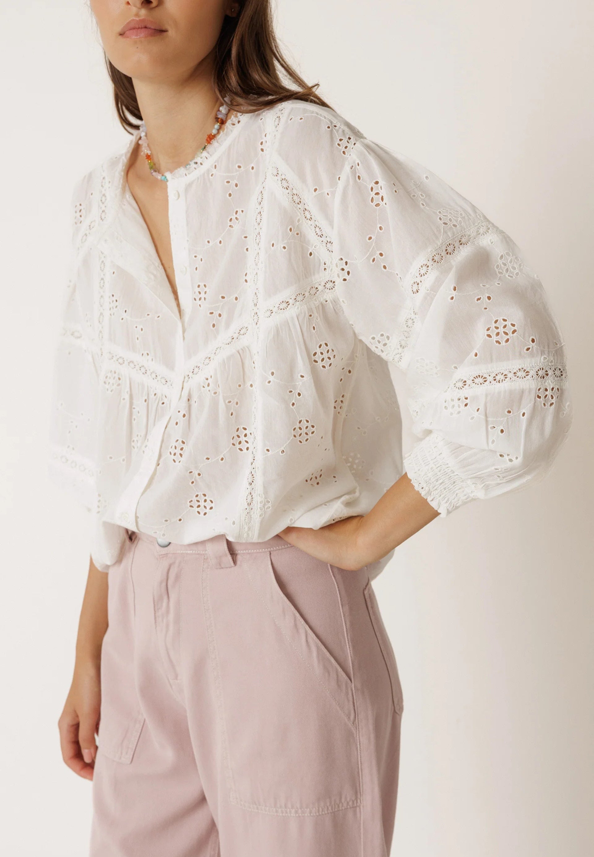 Schiffli Embroidery Shirt