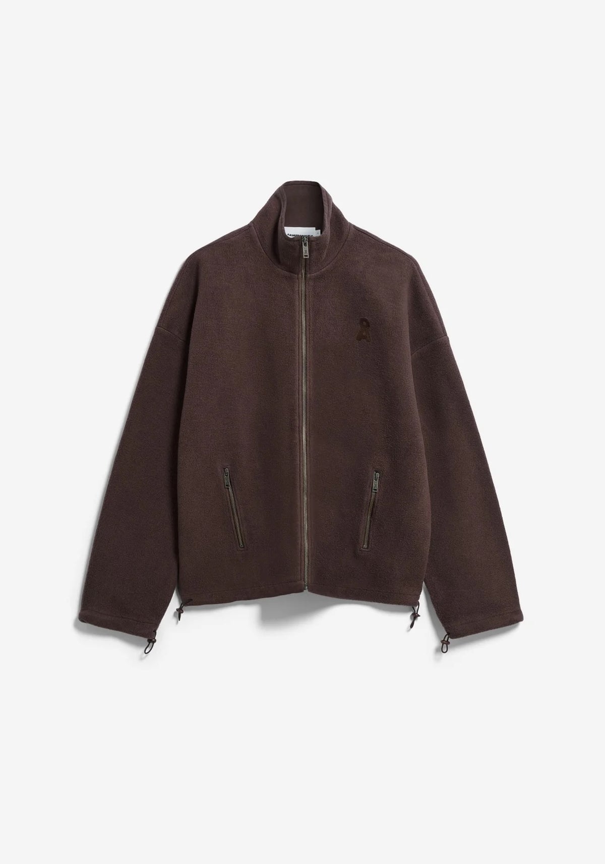 Brown fleece jacket on a white background