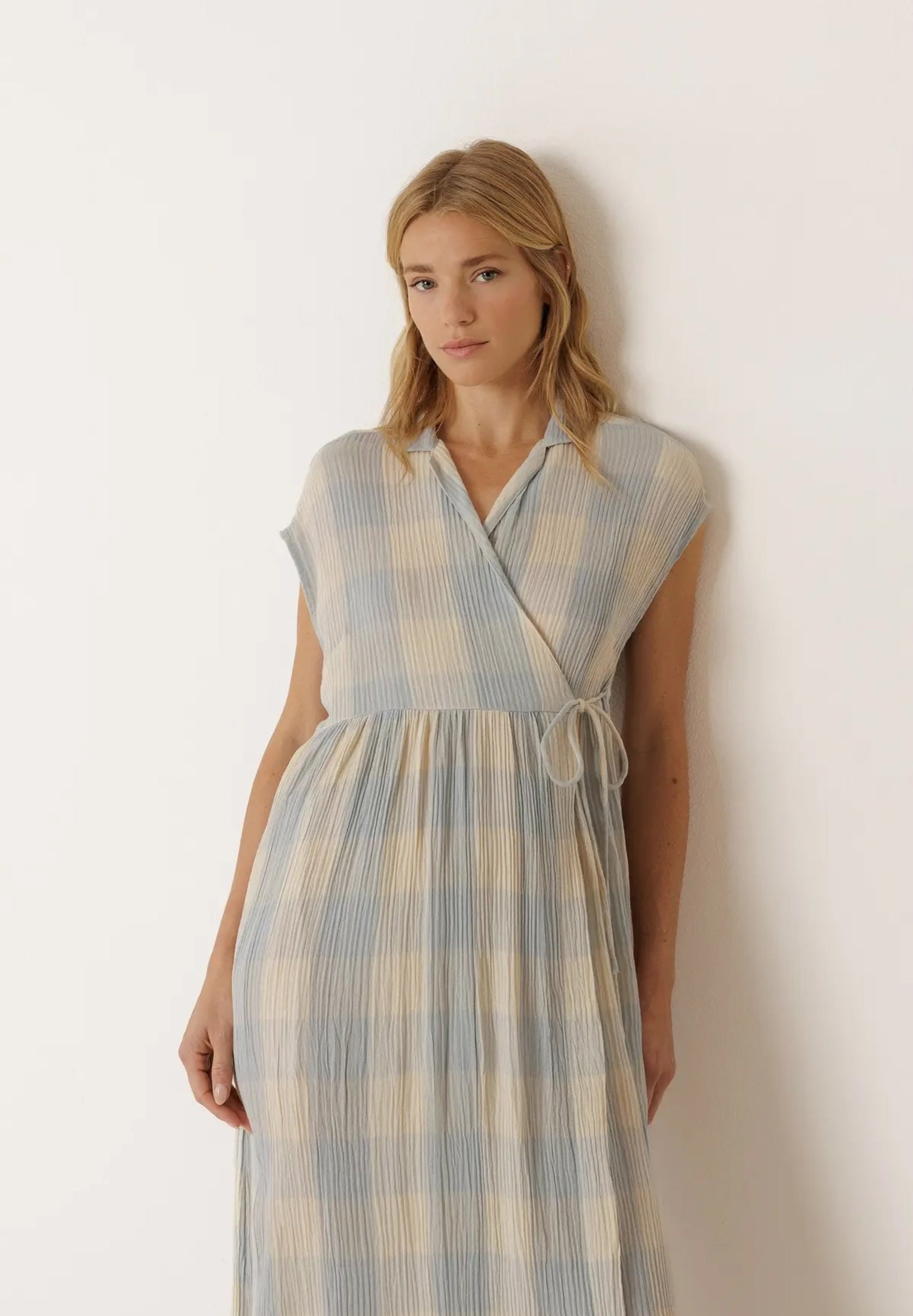 Crossover Gingham Dress