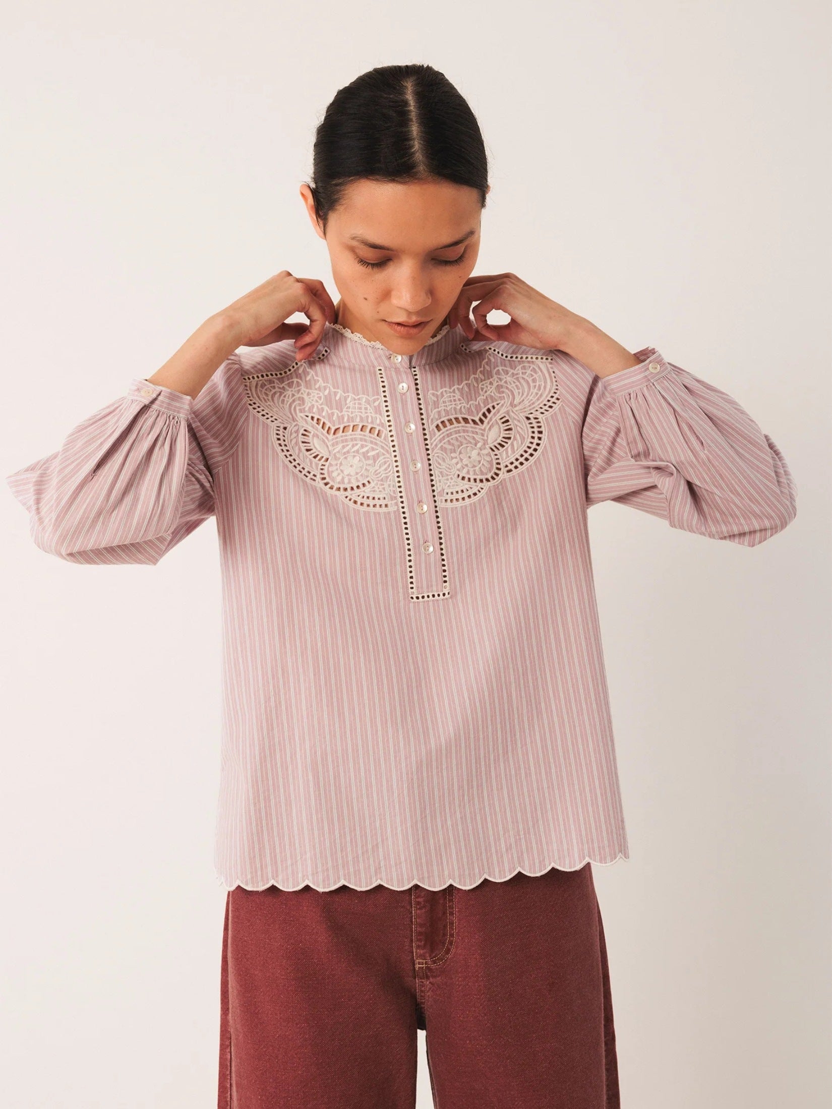 Embroidered Poplin Blouse