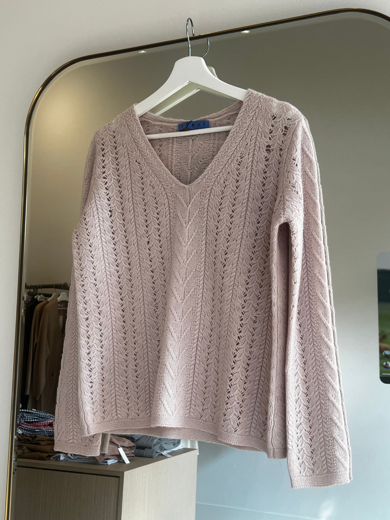 Cashmere Lace Stitch V Neck