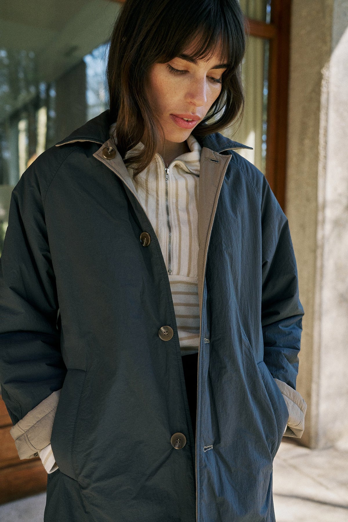 Reversible Quilted Trench Coat
