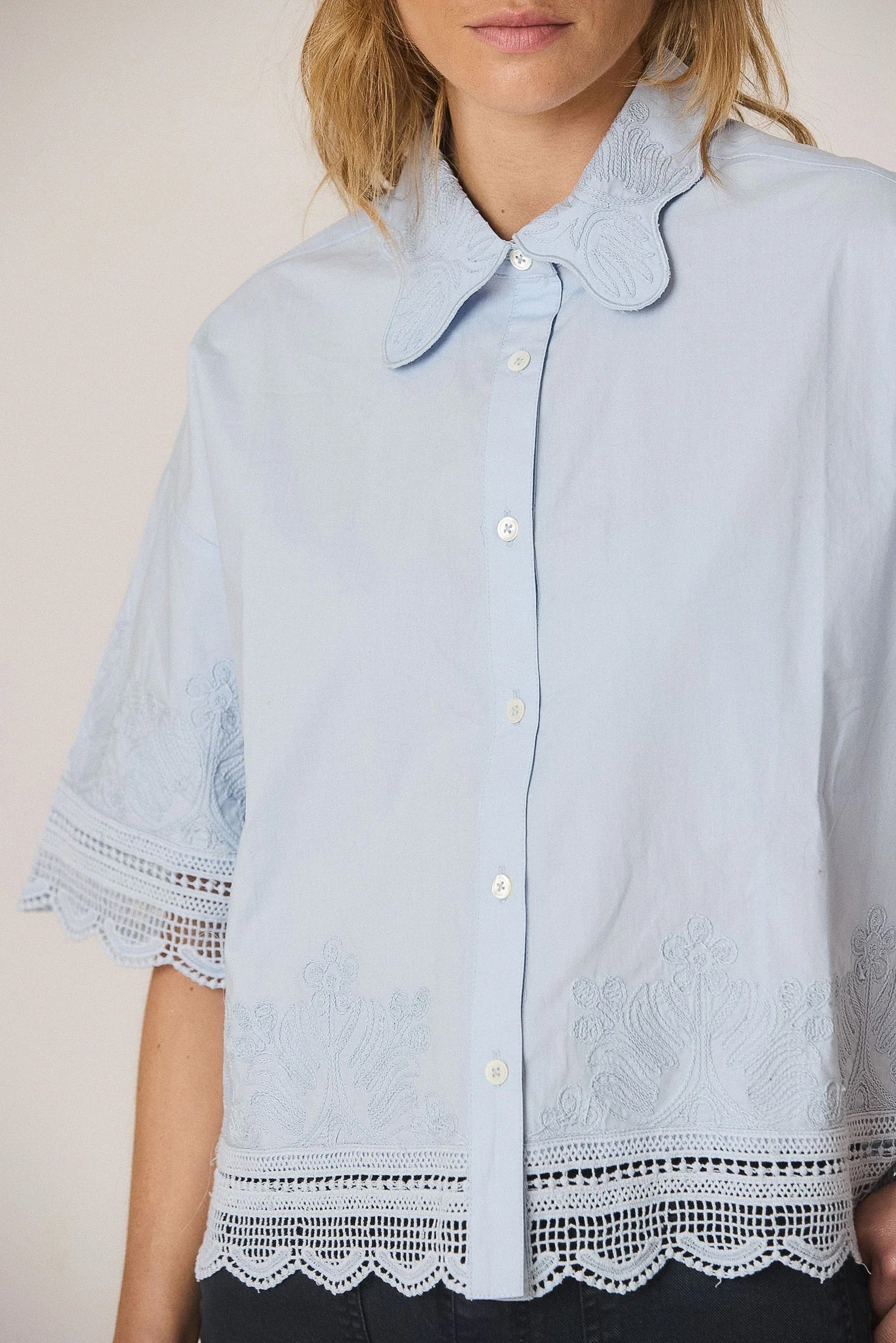 Embroidered Poplin Shirt