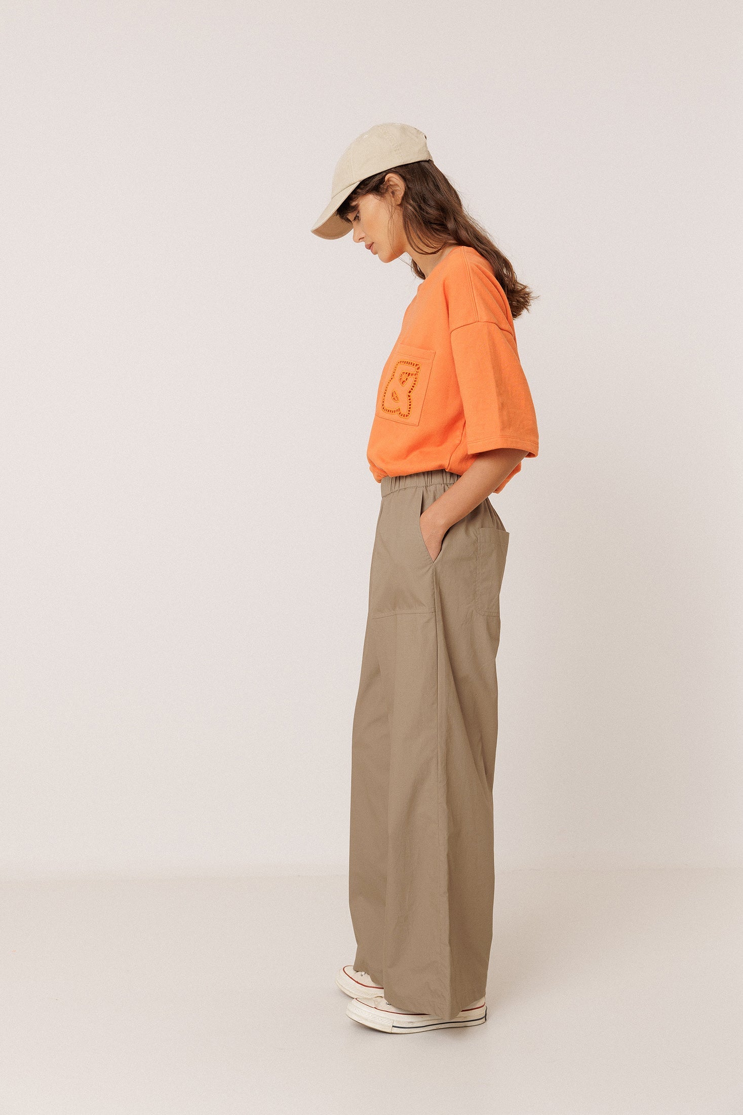 Elastic Poplin Pants