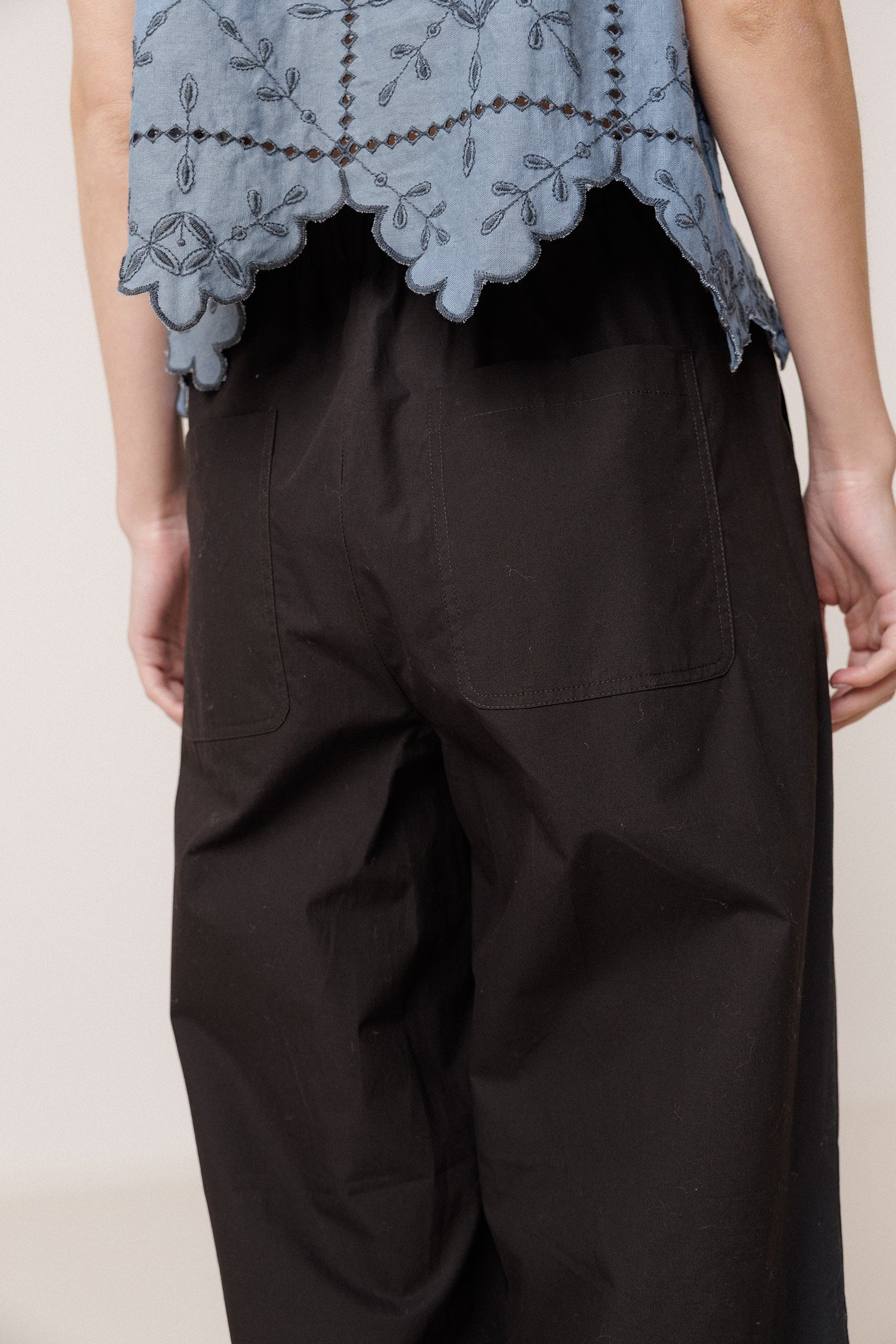 Elastic Poplin Pants