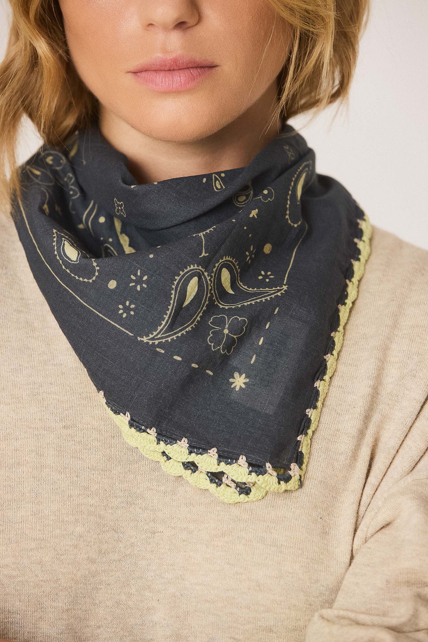 Bandana With Crochet Trim